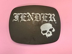 FENDER Electric Guitars Skull Musician Rock Band Black Belt Buckle
