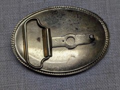 vintage TOOLED leather NATIVE AMERICAN belt buckle SOUTHWESTERN indian cowboy