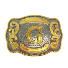 INITIAL (G) BELT BUCKLE LETTER COWBOY WESTERN RODEO TEXAS STAR Hebillas Vaqueras