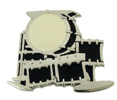Drum Drums Kit Music Rock Roll Belt BUCKLE HIP HOP RETRO GOTHIC Silver Chrome