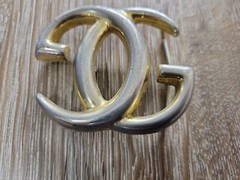 Vintage Authentic Gucci Double GG Large Gold Tone Buckle Only 2.5&Prime; x 2&Prime; Italy