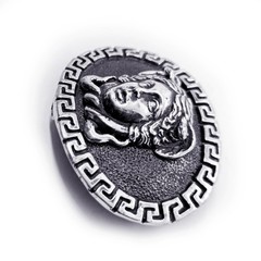 Medusa with Ancient Classic Design Oval Shape Sterling Silver Belt Buckle
