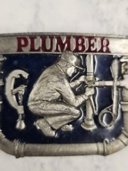 Vintage 1991 C & J Inc Plumber Color Belt Buckle – Missing Belt Loop