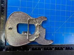 Rock Star Musician Guitar Body with Bottle Opener Black Enameled Belt Buckle