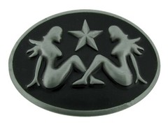 Mud Flap Girl Trucker Biker Pin UP Belt Buckle Silver Chrome Metal Men Women New