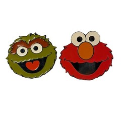 2 Sesame Street Enamel Buckles Oscar the Grouch & Elmo Belt Buckle Metal