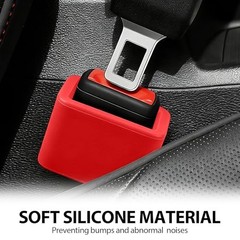 2 PCS Seat Belt Buckle Holder, Durable Silicone Material,Car Accessories, red