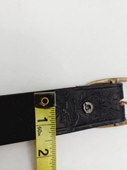 Jesus Is Lord Belt Black Length 57&Prime; Etched Gold Tone Buckle