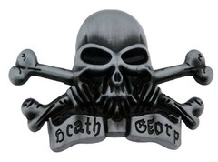 Skull Belt Buckle Cross bones Metal Silver Tattoo Mens Women Halloween Costume