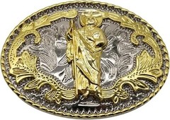 WMG Western St Jude Belt Buckle Gold Silver Saint Jude San Judas Cowboy Buckle
