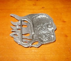 Flaming Skull Belt Buckle Blood Red Angry Skull Goth Halloween Biker Buckle