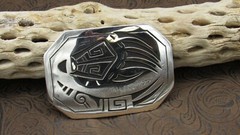 Overlay Bear Claw Design Belt Buckle Sterling Silver+