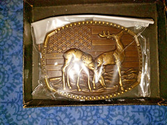 U.S.A. American Flag Deer Metal Western Cowboy Belt Buckle