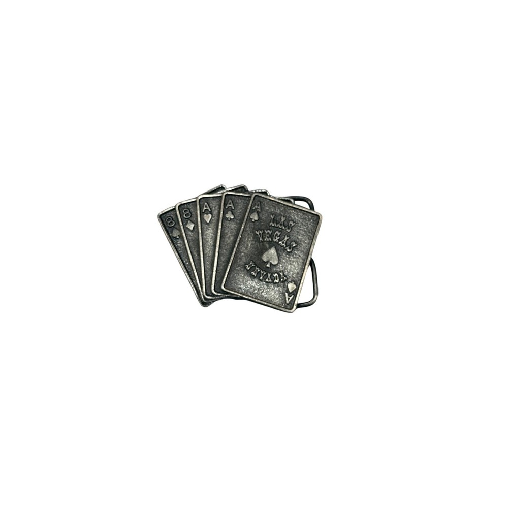 Belt Buckle Unisex OS Silver Excellent Las Vegas Dead Mans Hand Poker