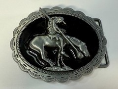 End of the Trail Native American Indian Saga Enameled Silver Color Belt Buckle