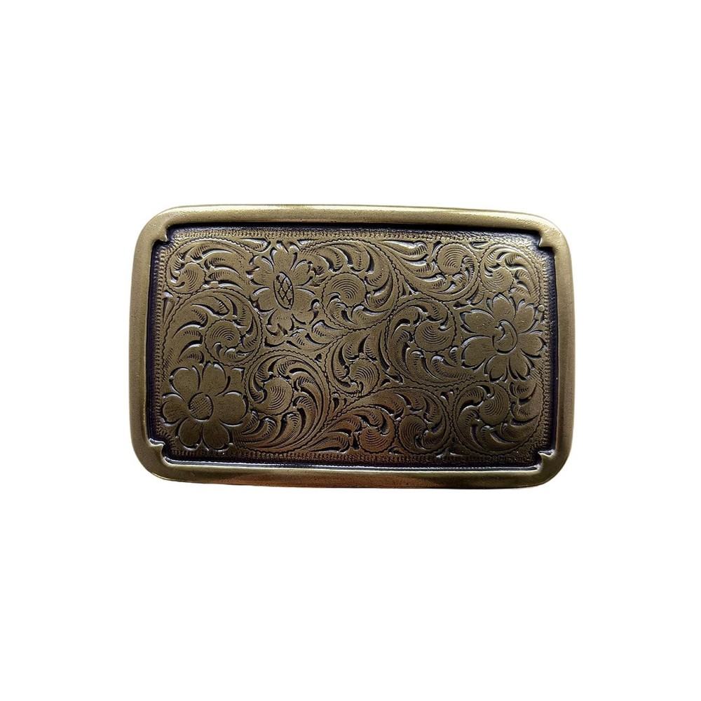 Antique Bronze Plated Southwest Flower Cowgirl Belt Buckle BUCKLE-WG011AB