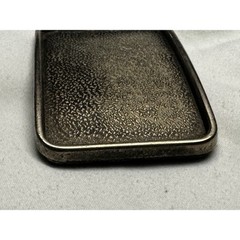 Textured Nugget Rectangle Belt Buckle Antiqued Silver Tone Western Style