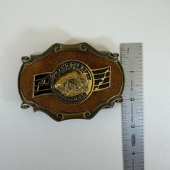 RainTree Grand Ole Opry Metal Brushed Suede Western Belt Buckle 3.75 Inch 1970’s