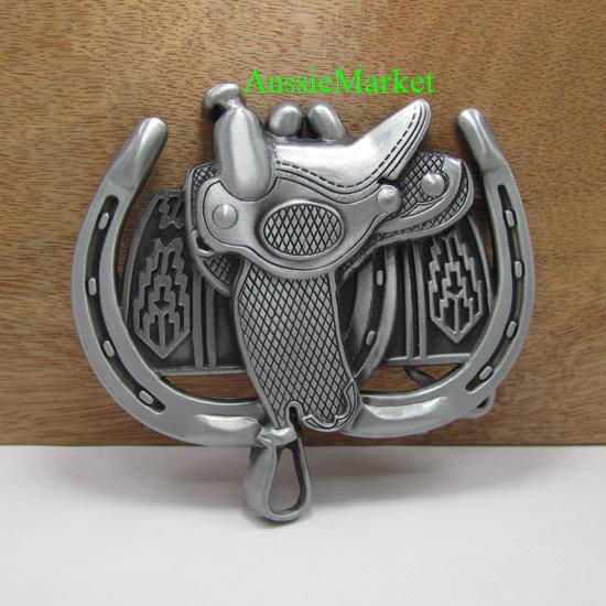 1 x mens ladies belt buckle quality metal alloy jeans horse shoe cowboy saddle