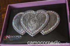 Nocona BLAZIN ROXX RHINESTONE COWGIRL Belt Buckle with THREE HEARTS 37534