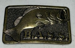 Vintage BASS Belt Buckle Brass Anglers Sportsman Society Member