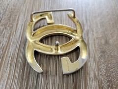 Vintage Authentic Gucci Double GG Large Gold Tone Buckle Only 2.5&Prime; x 2&Prime; Italy