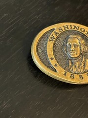 Vintage Collectible Small Washington 1889 Bronze Belt Buckle
