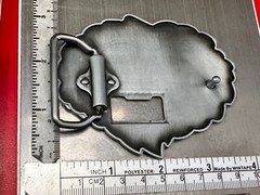 Roaring Lion Head Silver Tone Cutout Belt Buckle and Bottle Opener