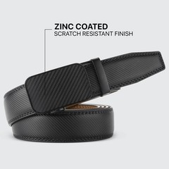 Marino Men’s Genuine Adjustable from 28&Prime; to 44&Prime; Waist, Diagonal Weave – Black