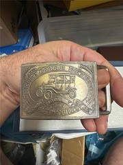 Vintage Henry Ford Detroit Brass Belt Buckle and Key Chain