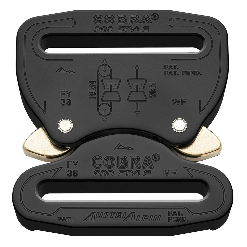 AustriAlpin 38mm Male + Female Fixed Black Cobra Buckle – FY38KFF