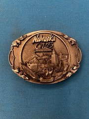 Silver Metal Embossed Plate Belt Buckle – Nebraska USA Football