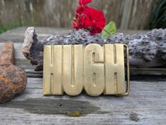 70s « HUGH » Brass Belt Buckle By Baron Buckles