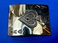 Ace Of Spades Playing Cards Large Silver Tone Belt Buckle Ci Records & Skates