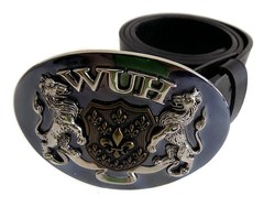 WASHED UP HOLLYWOOD 1.75&Prime; LION FLEUR HERALDIC PEWTER BRASS 065PB WUH BELT BUCKLE