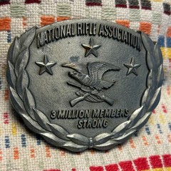 Vintage NRA 3 Million Members Strong Belt Buckle Silver.