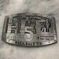 Beacon Sandow Rockdale TX Unit 5 Oilfield Silver Metal Belt Buckle 1.5&Prime;