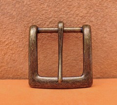 40mm Retro Brass Two-tone Heavy Square Single Metal Prong Pin Clips Belt Buckle