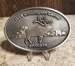 NRA WITTINGTON CENTER SPONSOR BELT BUCKLE estate Western cowboy vintage Elk