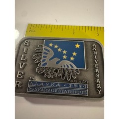 Vintage Alaska 1984 25 Years Statehood Anniversary Belt Buckle Eagle