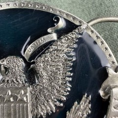 Vtg 1981 Bergamot Brass Works Belt Buckle Proud To Be An American Eagle H-132