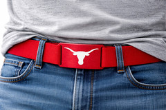 CRIOS Branding Belt Aluminum Buckle Red Texas Longhorn Cattle Cowboy Cowgirl Unisex