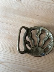 Vintage DUNCAN LAURIE Sunrise Rays Belt Buckle 1970 Signed Star Buckle Hippie