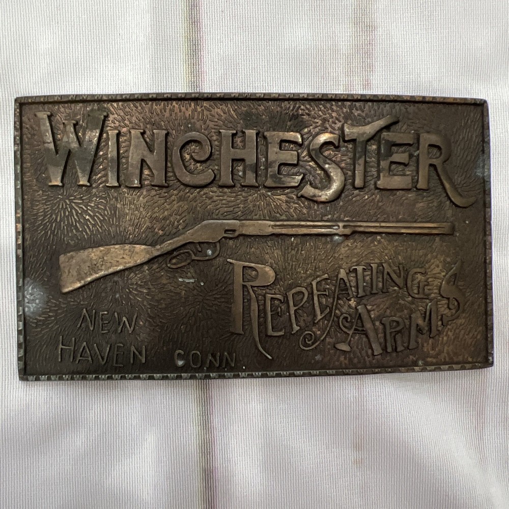 Vintage Winchester Repeating Arms New Haven Brass Belt Buckle