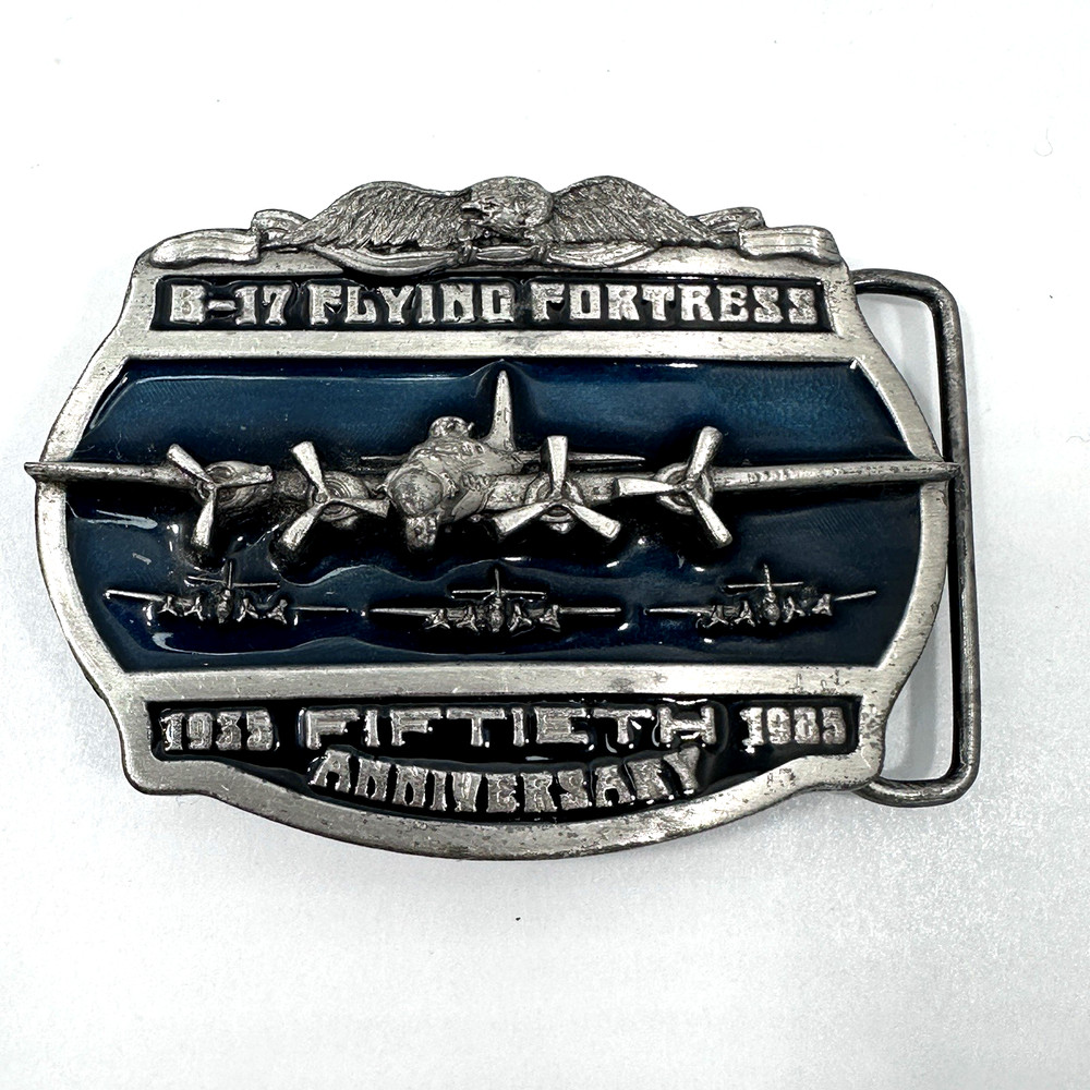 Vintage 1985 B-17 Flying Fortress 50th Ann Belt Buckle Limited Edition #1393