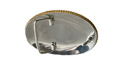 Western Initial Belt Buckle 3.5 x 2 5/8 in Oval S Silver Engraved Gold 1.75