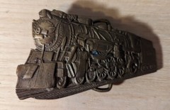 VTG Train Engine Locomotive Brass Belt Buckle 5321 1322 On Back 1 3/4&Prime;