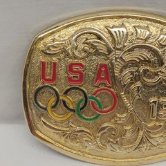 Vintage USA 1988 Olympics Belt Buckle Gold Tone Signed B-K USOC