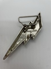 Buckle-Back Silver Lightning Bolt Western Metal Belt Buckle 5 in long.