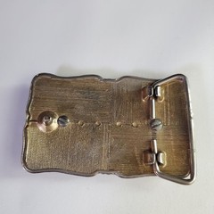 Vintage Southwestern Silver Tone Tigers Eye Belt Buckle Etched Design Cowboy